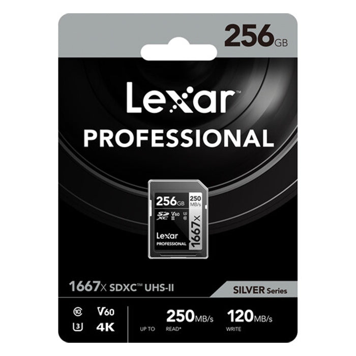 Lexar Professional 256GB SDXC V60 1667x UHS-II Class 10 Memory Card with 250MB/120MB/S Read and Write Speed | LSD256CB1667