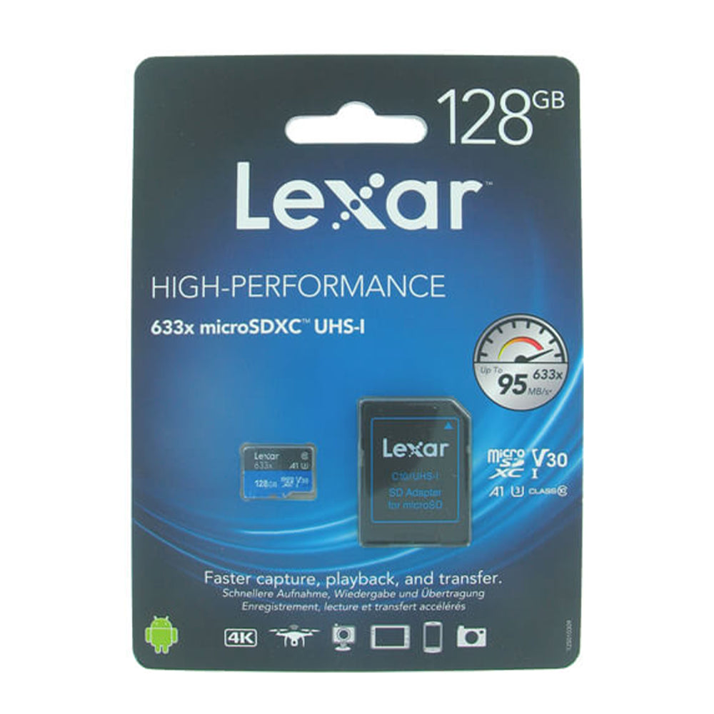 Lexar 128GB High Performance Professional 633x Micro SDXC Memory Card with SD Adapter, 95mb/s Read Speed for Smartphones, Tablet and Action Cameras | LSDMI128BBEU633A