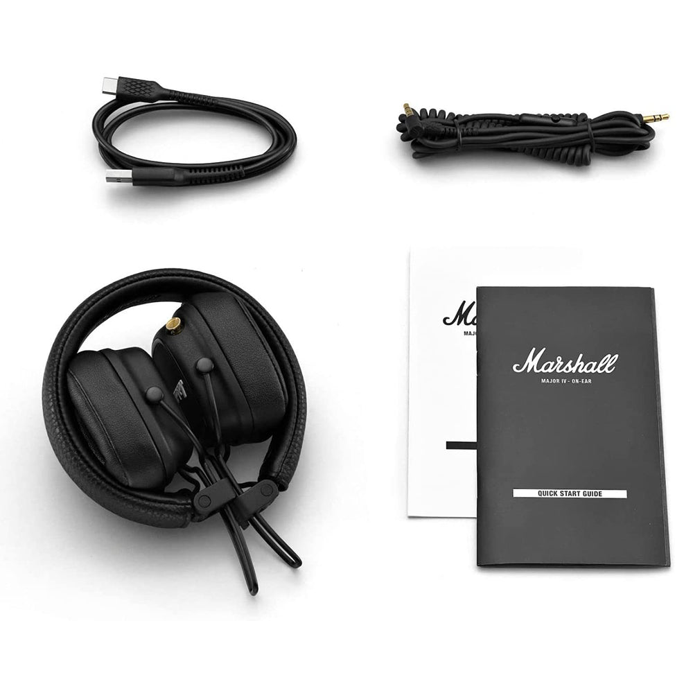 Marshall Major IV Bluetooth 5.0 On-Ear Headphones Wireless Charging 80Hrs Playback Time with Iconic Brand Design (Black)