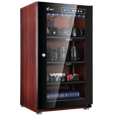 Eirmai 100L Electronic Digital Dry Cabinet Dehumidifying Box with Touch Screen and Automatic AI Smart Control - 100 Liters Wood Grain (MRD-105TW)