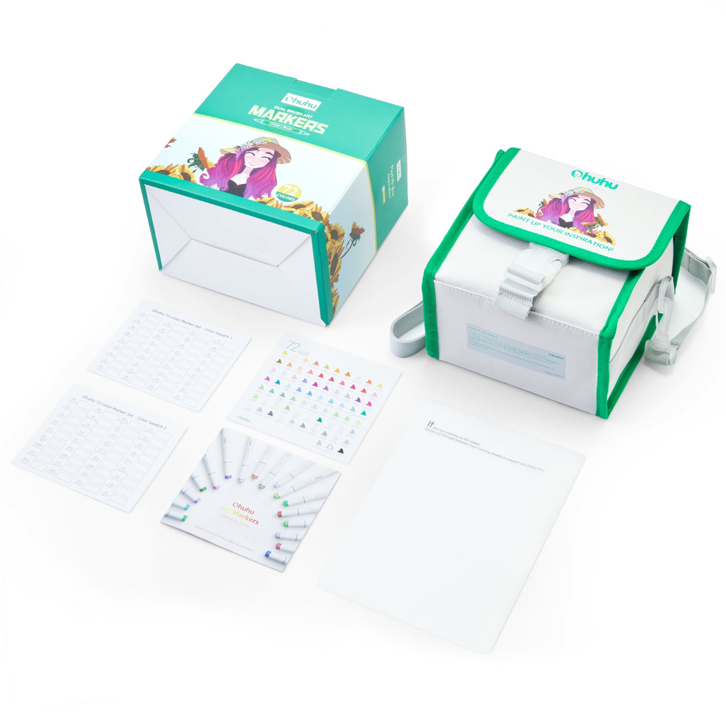 Ohuhu Honolulu Series Alcohol Based 72 Vibrant Colors plus Colorless Blender Dual Tipped Sketch Markers for Coloring and Illustrations for Kids and Adults (Chisel and Brush) Y30-80401-95