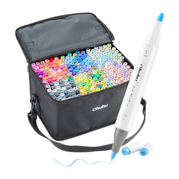 Ohuhu Honolulu Series Alcohol Based 216 Colors plus Colorless Blender Dual Tipped Art Markers for Coloring and Sketching for Kids and Adults (Brush and Chisel) Y30-80401-50