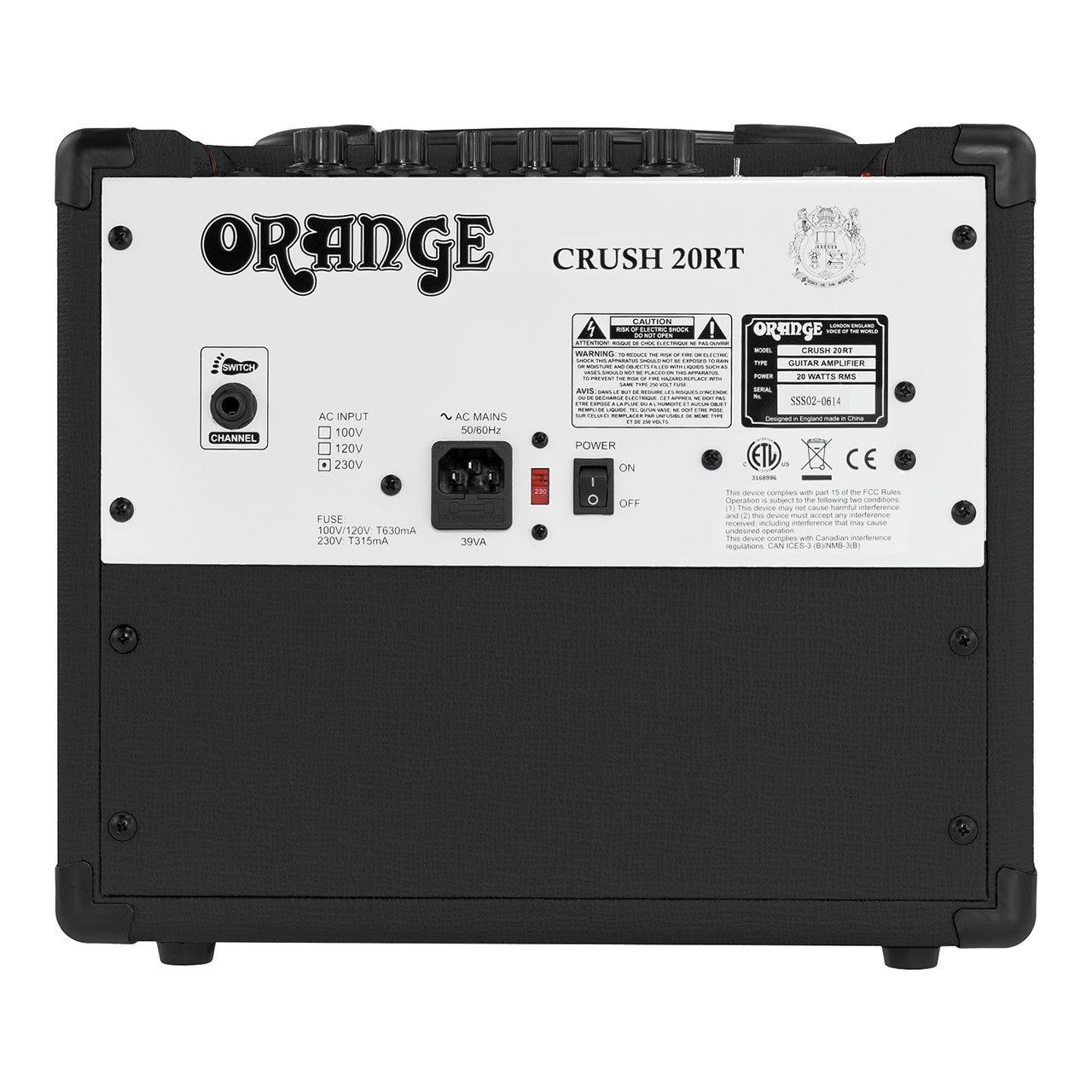 Orange Amps Crush Series 20W 2-Channel Solid State Guitar Combo Amplifier with 3-Band Equalizer, Chromatic Tuner and Headphone Output (Orange, Black) | 20/20RT, 20RT/BK
