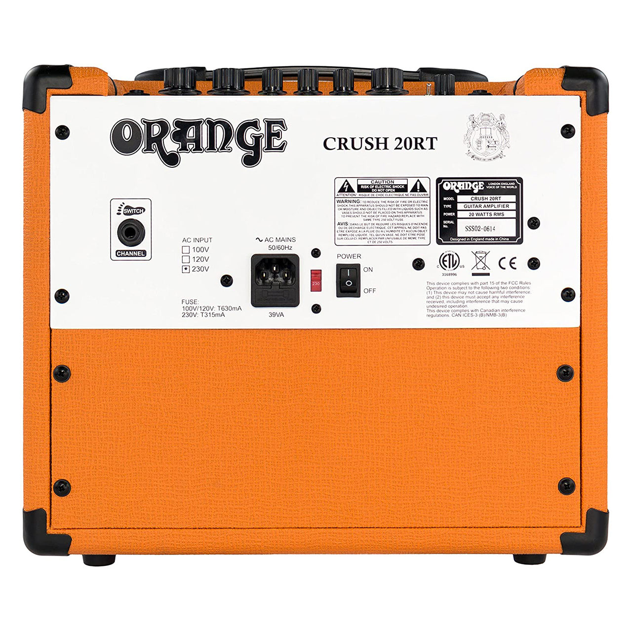 Orange Amps Crush Series 20W 2-Channel Solid State Guitar Combo Amplifier with 3-Band Equalizer, Chromatic Tuner and Headphone Output (Orange, Black) | 20/20RT, 20RT/BK
