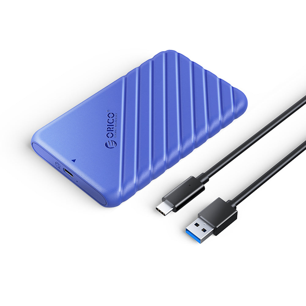 ORICO 2.5 inch SATA to USB 3.1 Gen1 SSD/HDD Hard Disk Enclosure Tool-Free with 6Gbps Fast Transmission Rate, (0.5m) USB-C to USB-A Data Cable, 6TB Max. Disk Capacity (Black, Blue, Pink, White) | 25PW1-C3