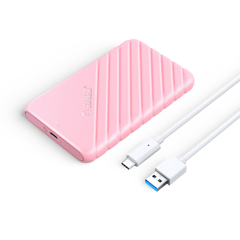 ORICO 2.5 inch SATA to USB 3.1 Gen1 SSD/HDD Hard Disk Enclosure Tool-Free with 6Gbps Fast Transmission Rate, (0.5m) USB-C to USB-A Data Cable, 6TB Max. Disk Capacity (Black, Blue, Pink, White) | 25PW1-C3