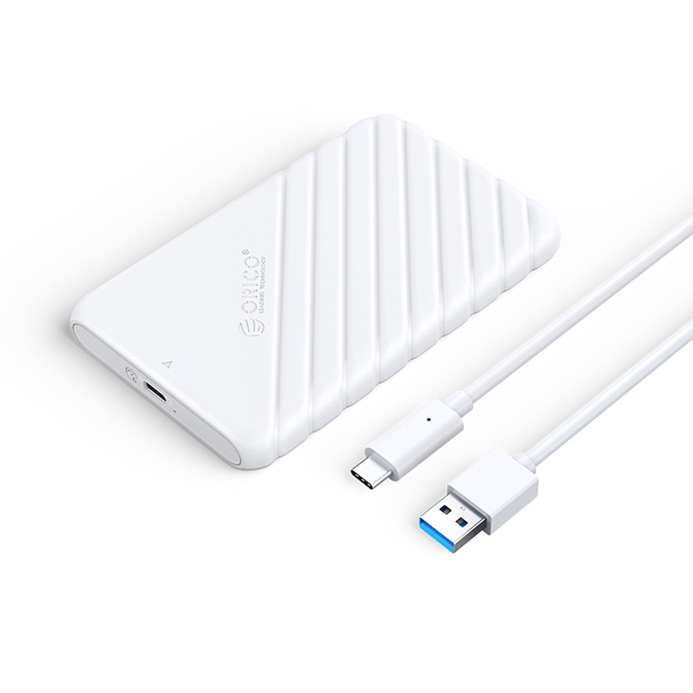 ORICO 2.5 inch SATA to USB 3.1 Gen1 SSD/HDD Hard Disk Enclosure Tool-Free with 6Gbps Fast Transmission Rate, (0.5m) USB-C to USB-A Data Cable, 6TB Max. Disk Capacity (Black, Blue, Pink, White) | 25PW1-C3
