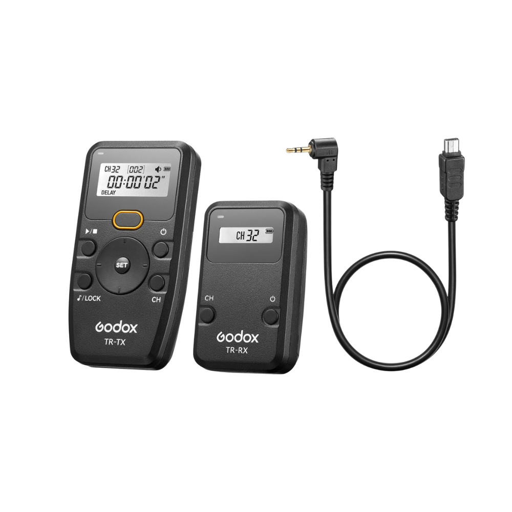 Godox TR Series 2.4GHz Wireless Timer Shutter Remote Control Transmitter Receiver with 100m Range, 6 Timer Shooting Modes for Canon, Nikon, Panasonic, Sony Camera Photography TR-N3