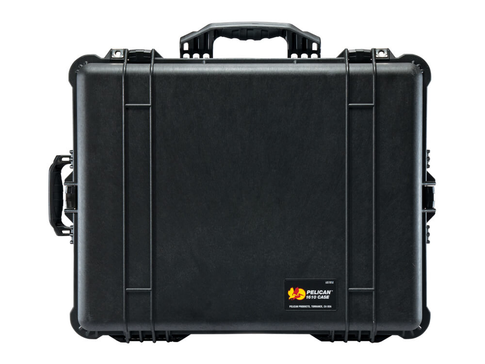 Pelican 1610 Protector Transport Case Unbreakable Watertight Dustproof Trolley Hard Casing with Extension Handle and Wheels, IP67 Rating (with Foam / Dividers)