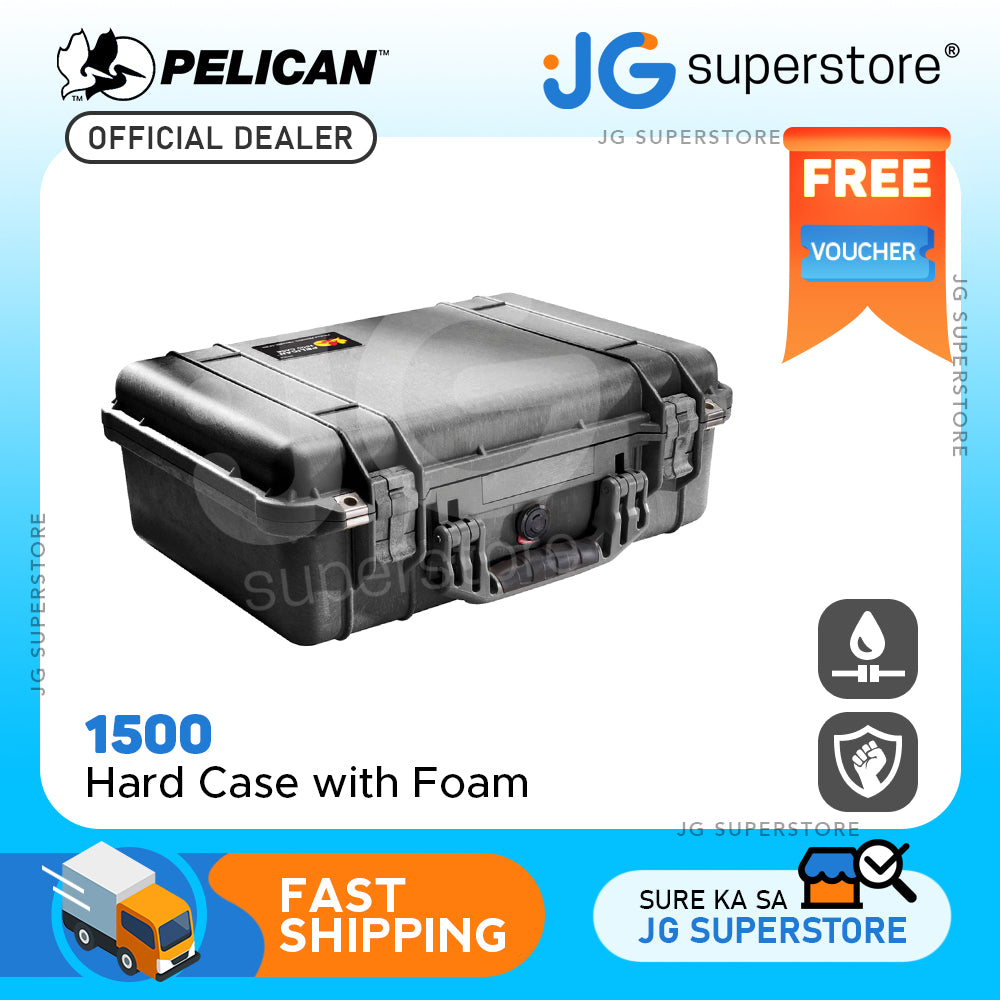 Pelican 1500 Protector Case Watertight Crushproof Dustproof Hard Casing with Automatic Purge Valve IP67 (with Foam / Padded Dividers)
