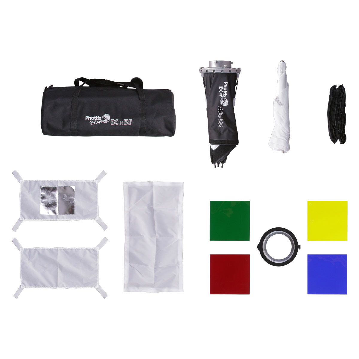 Phottix PH83725 G-Capsule 30 x 55cm EZ-Up Modifier Panoramic Rectangular Softbox with One Push Release Unlock Button, Magnetic Gel Filter Holder and Bowens Mount for Photography