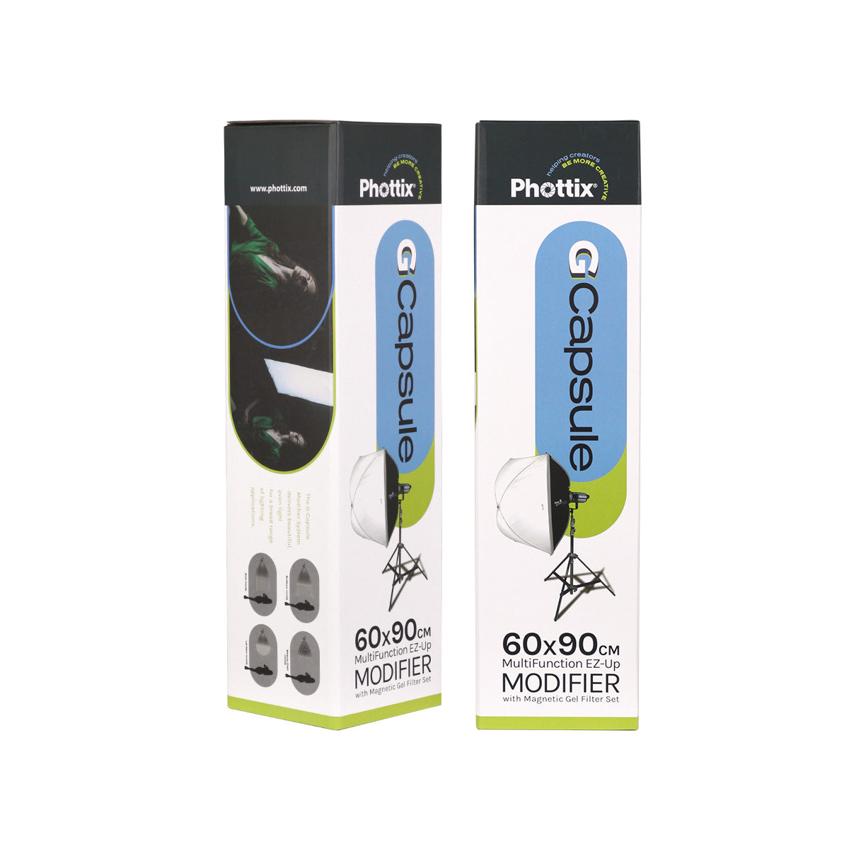 Phottix PH83726 G-Capsule 60 x 90cm EZ-Up Modifier Panoramic Rectangular Softbox with One Push Release Unlock Button, Magnetic Gel Filter Holder and Bowens Mount for Photography