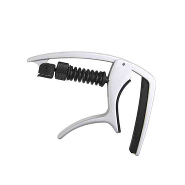 D'Addario Tri-Action Capo with Adjustable Tension and Integrated Pick Holder, Rubber Pad for Guitar - Black | PW-CP-09