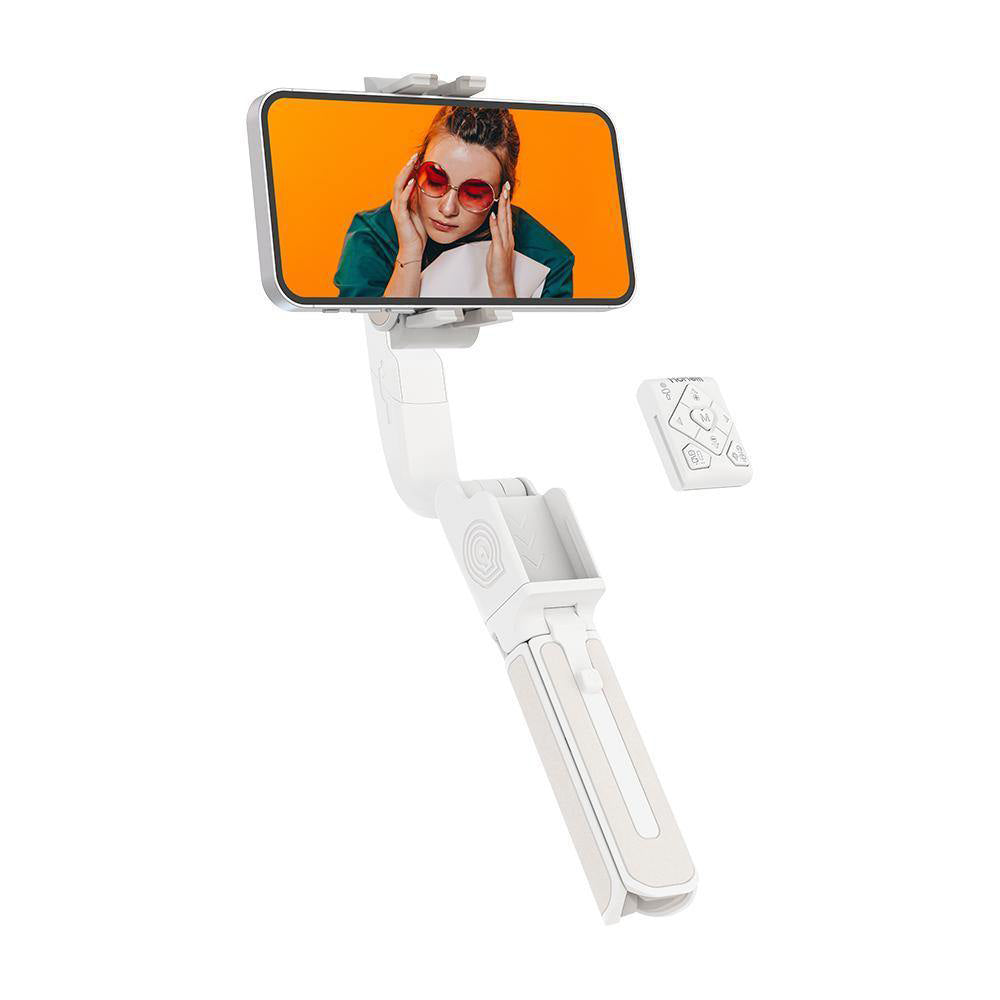 Hohem iSteady Q 1-Axis Gimbal Stabilizer with Selfie Stick, Tripod with Remote with Face Tracking and 360° Rotations for iPhone and Android Smartphones (White)