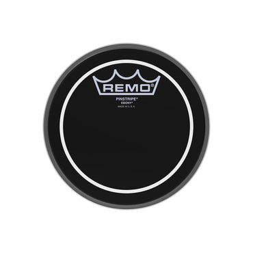 Remo 6" / 8" Pinstripe Ebony Batter Drum Head with Low End Tones, Sustain and Overtone Controlled Attack for Toms and Snare Drums (Black)