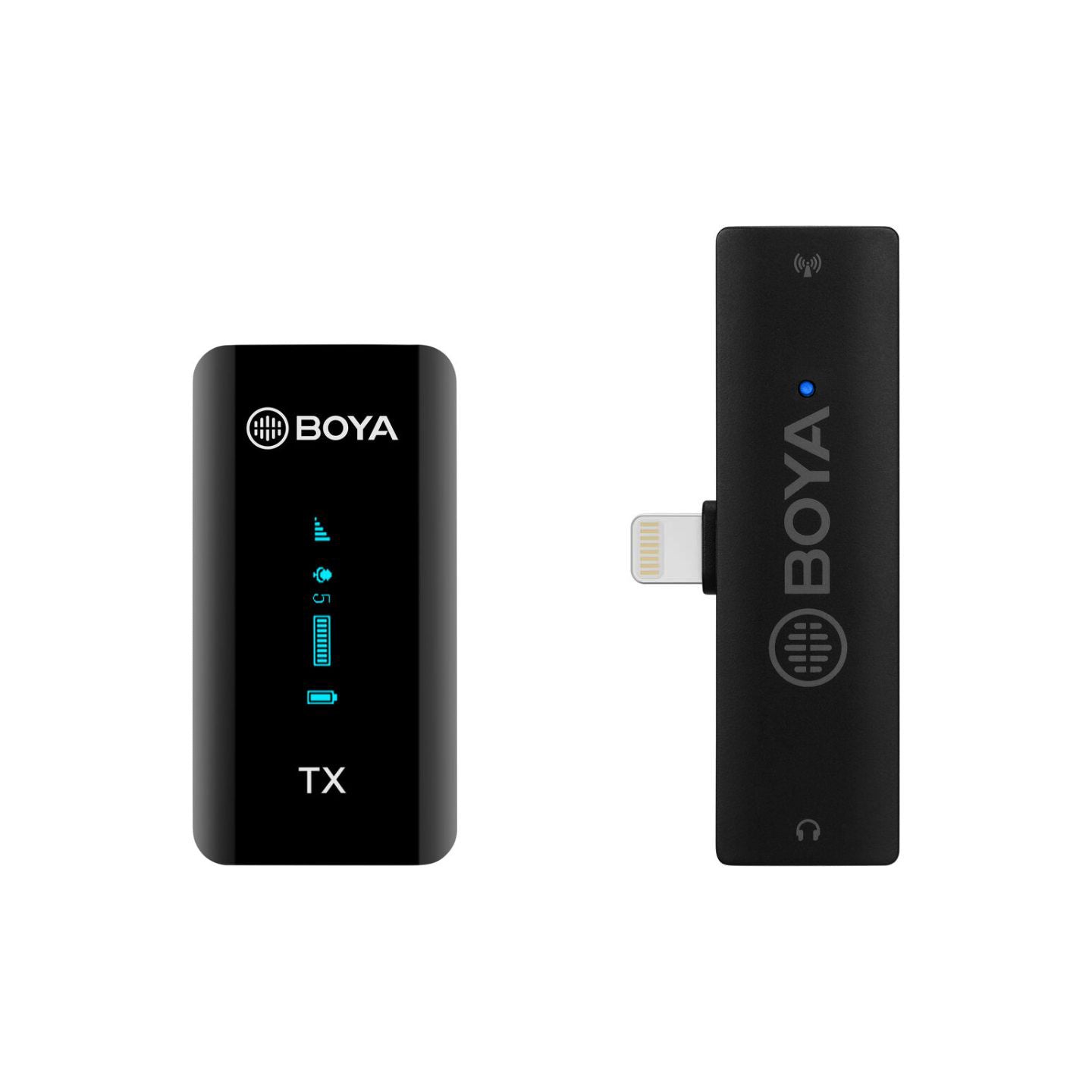 Boya BY-XM6 2.4 GHz Dual Channel Wireless Omnidirectional Microphone System with Lightning Connector, 100m Range Operation, OLED Screen | S4