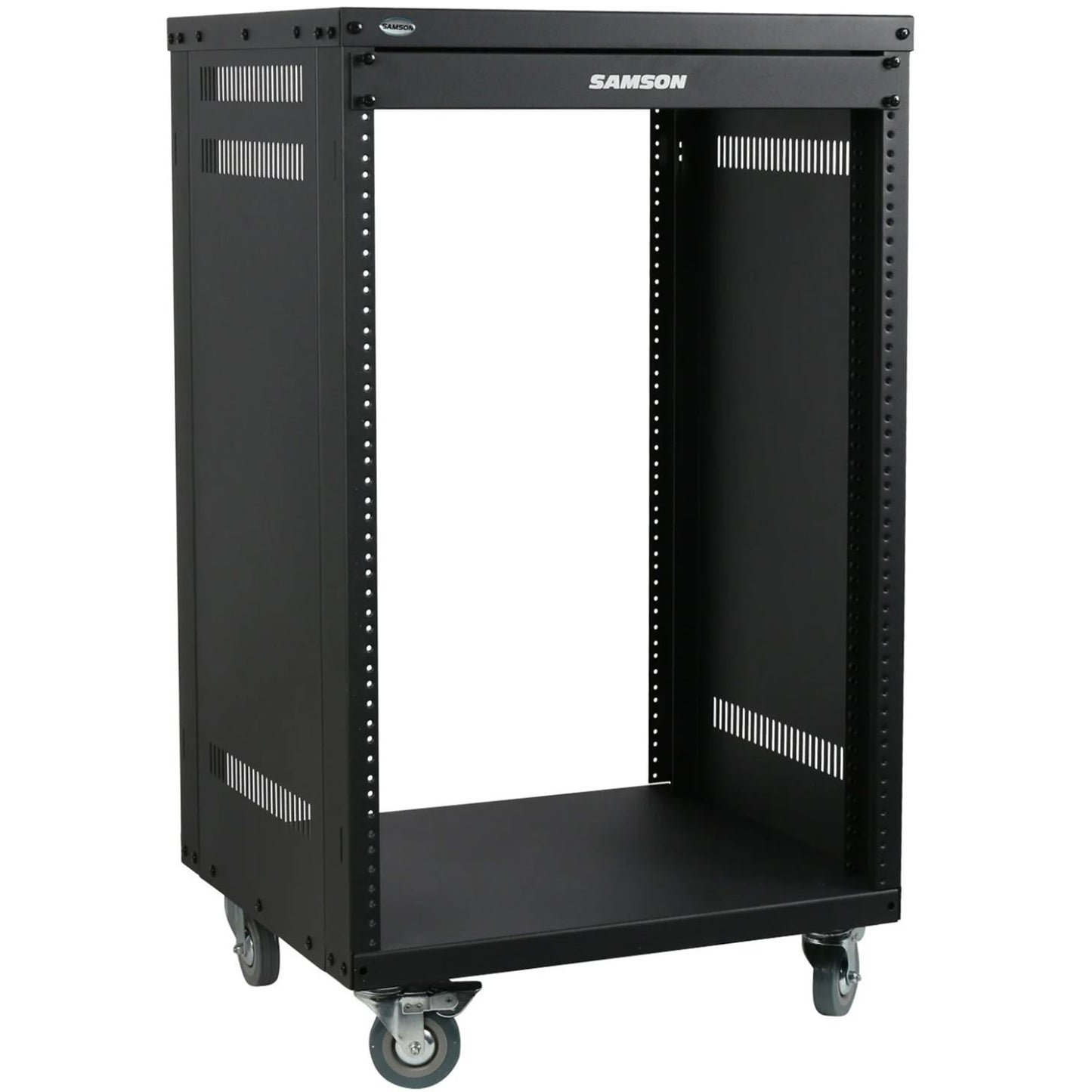 Samson SRK16 Universal Equipment 16 Rack Stand Heavy Duty Steel Construction with Caster Wheels, Fully Enclosed Sides