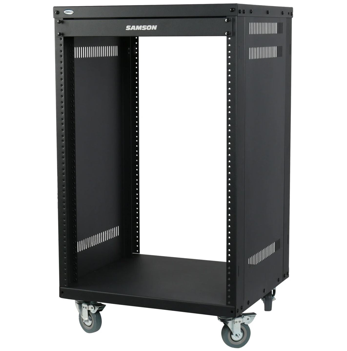 Samson SRK16 Universal Equipment 16 Rack Stand Heavy Duty Steel Construction with Caster Wheels, Fully Enclosed Sides