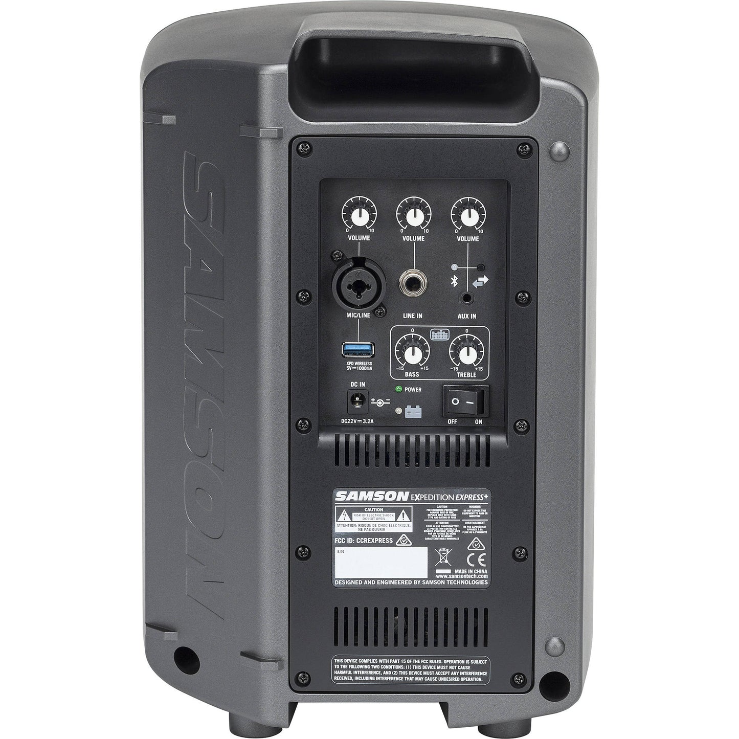 Samson Expedition Express+ Plus Rechargeable PA System Wireless Bluetooth Speaker 75 Watts with Handheld Microphone, 3 Channel Mixer, 20h Playtime