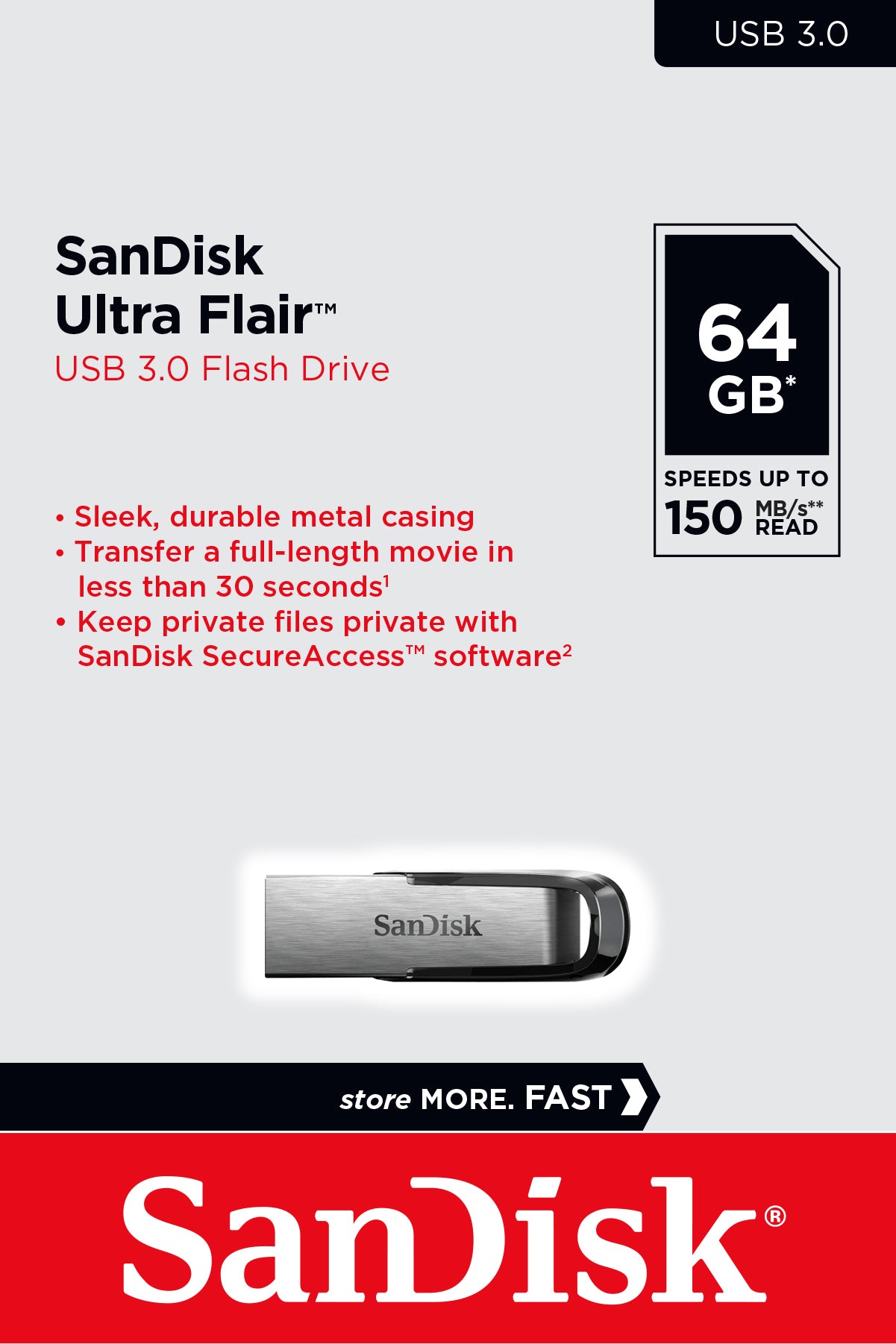 SanDisk Ultra Flair 32GB USB 3.0 Flash Drive with 150MB/S Read Speed | Model - SDCZ73-032G-G46