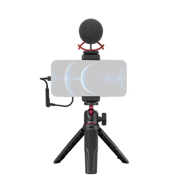 Simorr by Smallrig Vigor VK-40 Vlog Tripod Kit with Phone Holder, Cold Shoe Mount, Wave S1 Lite Microphone, Ball Head with Adjustable Height for Smartphones (Black) | 3511