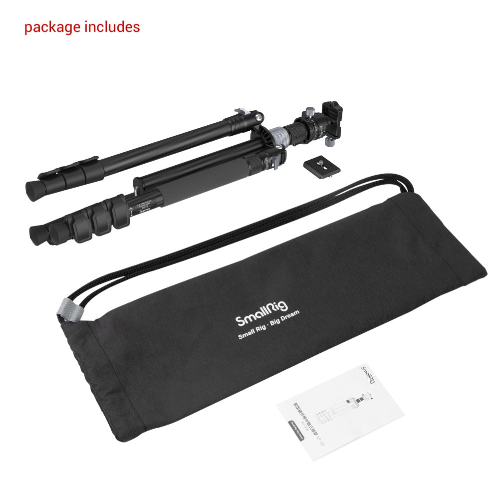 SmallRig AP-20 4-Section Carbon Fiber Travel Tripod with 12kg Load Capacity, Center Column for Outdoor Shooting | 4059