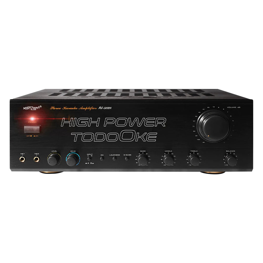 Konzert TodoOke AV-502H 1000W x2 High Power AV Karaoke Amplifier with A and B Channel Speaker Output, Equalizer Control, RCA and 2 Mic Input