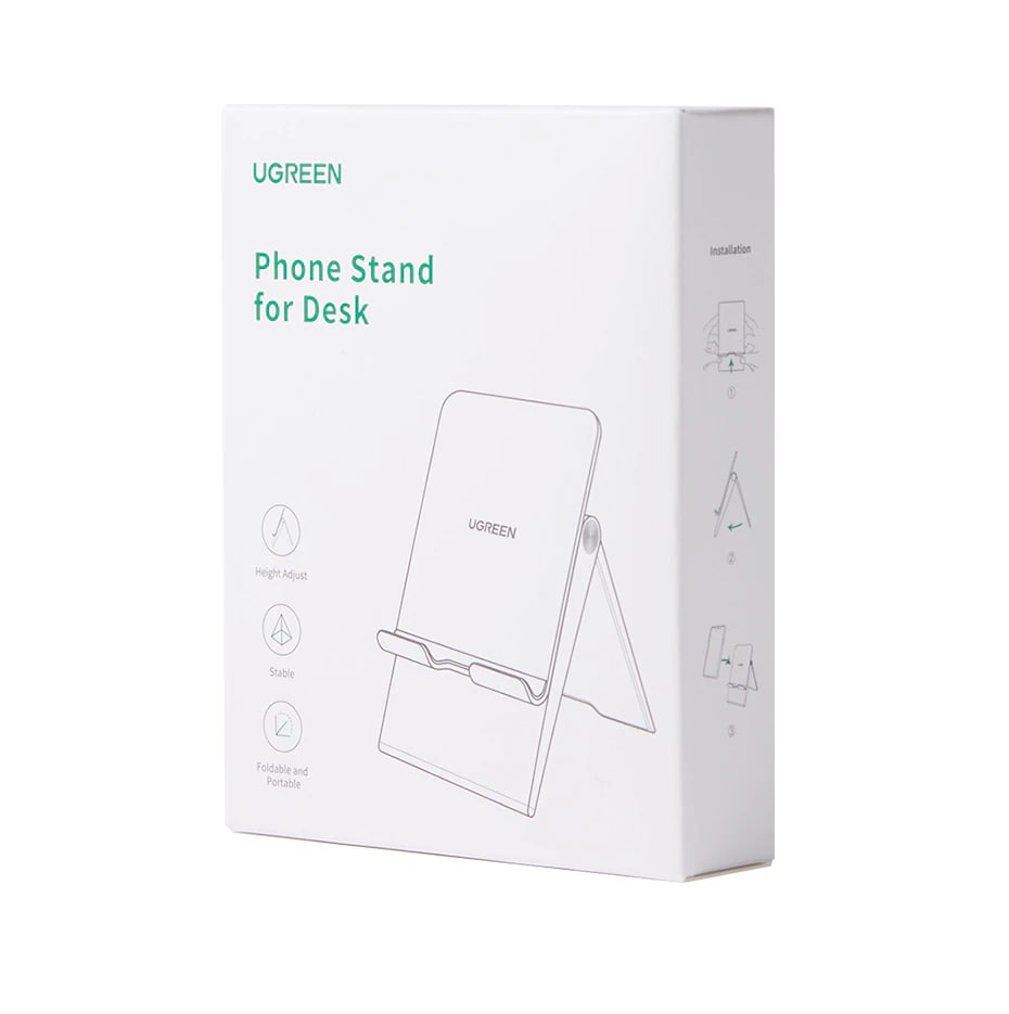 UGREEN Foldable Portable Desktop Stand for Phone and Tablets with Adjustable Height Up to 125mm (Compatible with 4.7" to 7.9" Devices) (White)