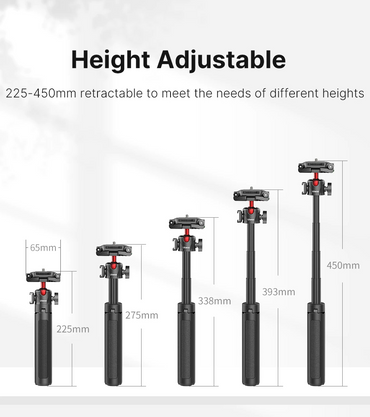 Ulanzi 2469 MT-41 2 in 1 Adjustable Mini Tripod with 4 Sections Extendable Function and Cold Shoe Mount Design Perfect for Livestream, Vlogging and Video Shooting