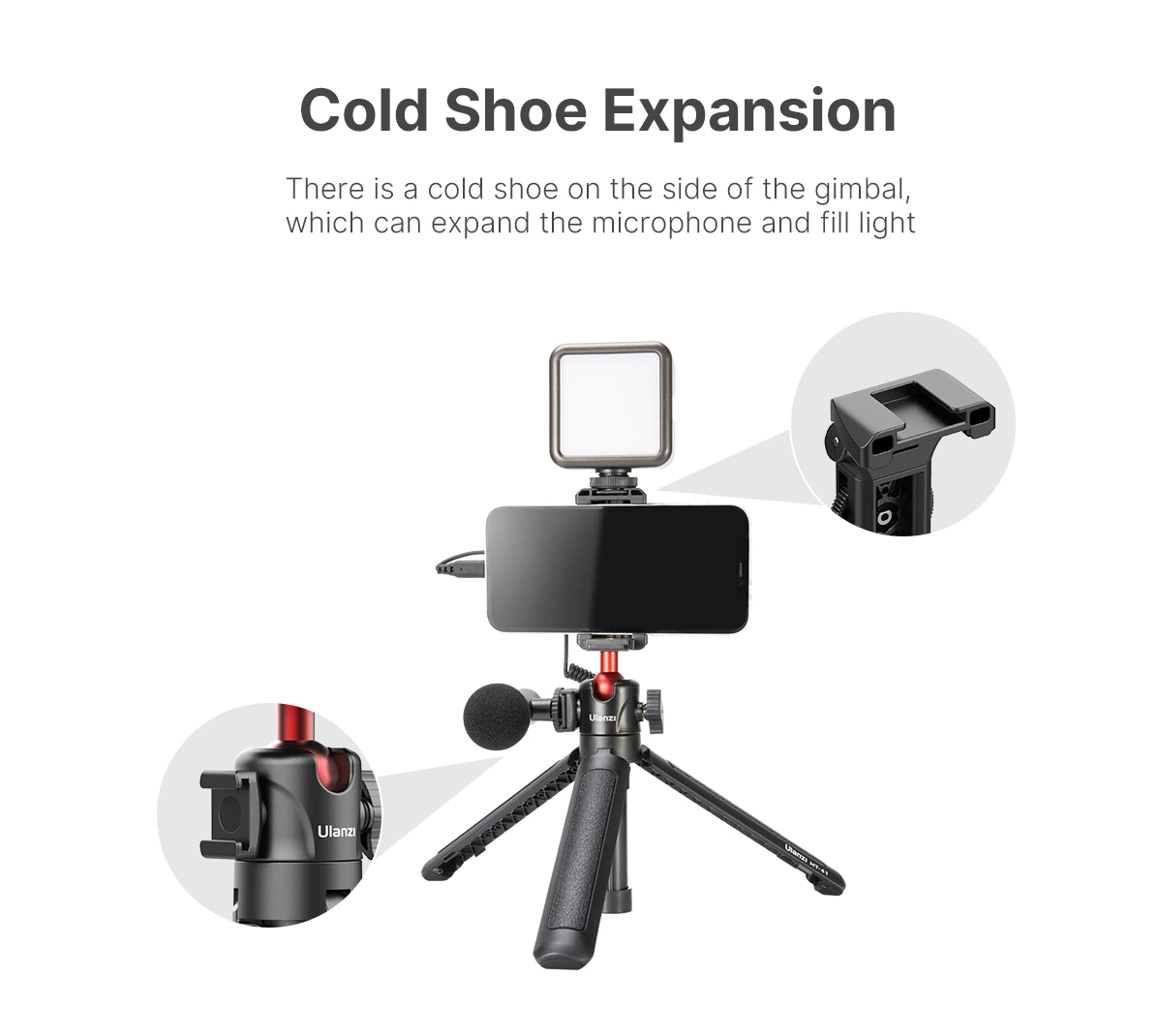 Ulanzi 2469 MT-41 2 in 1 Adjustable Mini Tripod with 4 Sections Extendable Function and Cold Shoe Mount Design Perfect for Livestream, Vlogging and Video Shooting