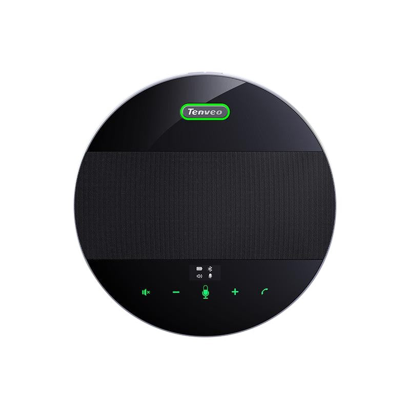 Tenveo TEVO M5B Portable Omnidirectional Bluetooth 5.0 Conference USB Speakerphone with Built-in 4 Microphones, 360 Degree Pickup, 10M Max Wireless Range and 8000mAh Li-Ion Battery and 14 Hours Max Playtime for Conference Meetings