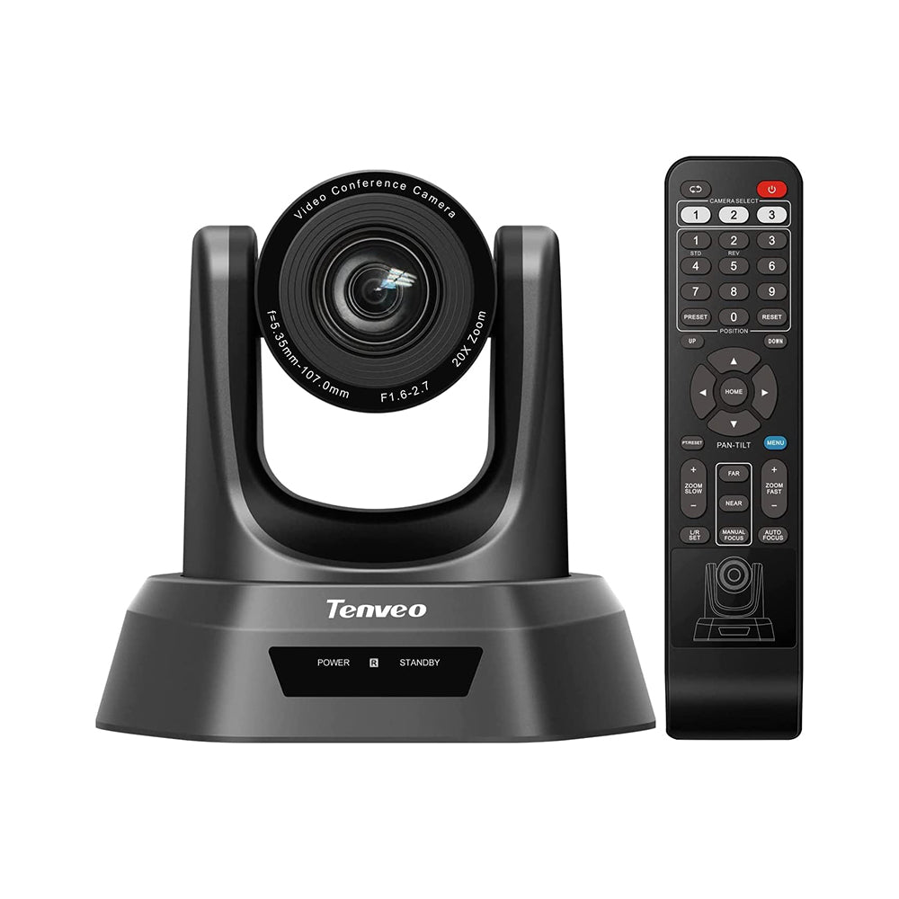 Tenveo TEVO-NV20 Series HD 1080P USB Video Conference PTZ Camera Plug and Play with 350 / 90 Degree Pan and Tilt, 20x Optical Zoom and IR Remote Control for Meetings and Livestreaming