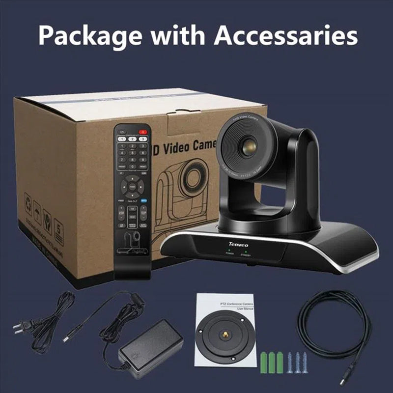 Tenveo TEVO-VHD3U HD 1080P USB Video Conference PTZ Camera Plug and Play with 175 / 90 Degree Pan and Tilt, 3x Zoom and IR Remote Control