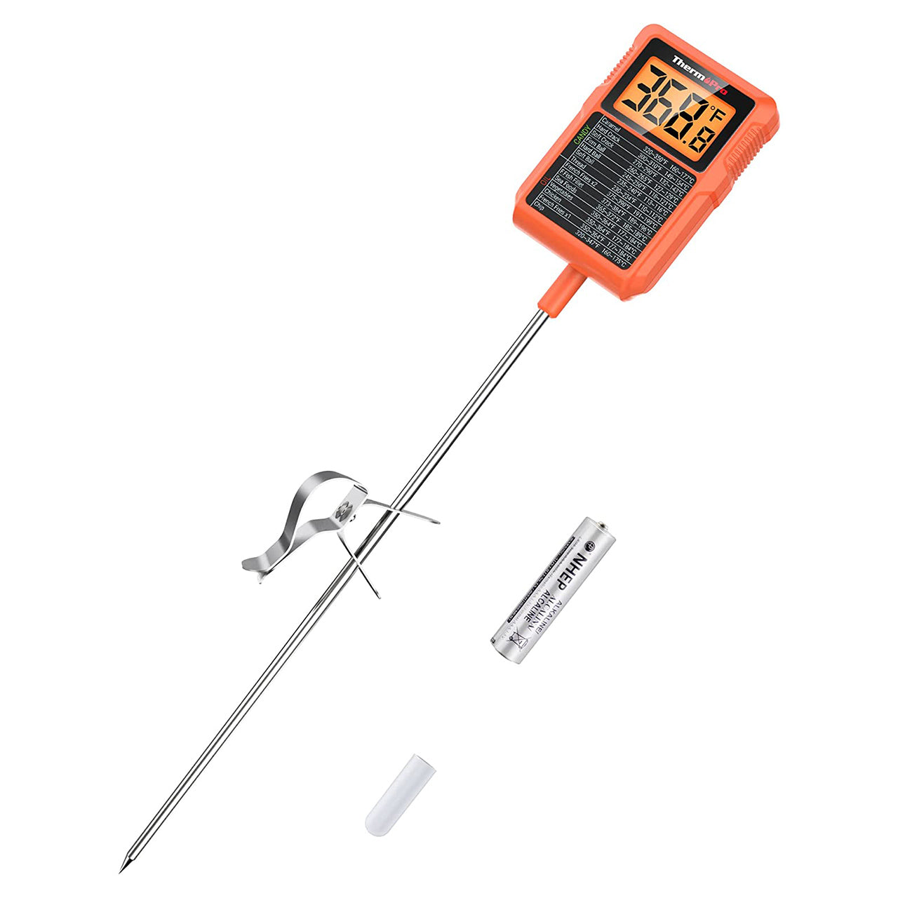 Digital Candy Thermometer For Candy Making With Pot Clip,Rotatory Head,  Instant Read Food Meat Thermometer With 10'' Long Probe, For Smoker Baking  Grilling Liquid Oil Deep Fry Thermometer,Digital Thermometer Temperature  Range -50℃~300℃/-58℉~572℉