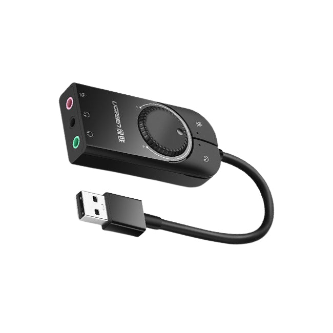 UGREEN USB External Stereo Sound Adapter Card with Built-In 3.5 Audio Jack 4-Pin Combo Port and Volume Controls | 40964