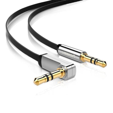 UGREEN 3.5mm Straight Male to 3.5mm Angled Male Gold-Plated Flat Audio AUX Cable for Smartphones, MP3, Tablets (Available in 1M, 1.5M, 2M)