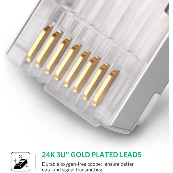 UGREEN CAT6 Shielding Crystal Head RJ45 Ethernet Network Adapter Crimp Connector (10 Pieces) | 20333
