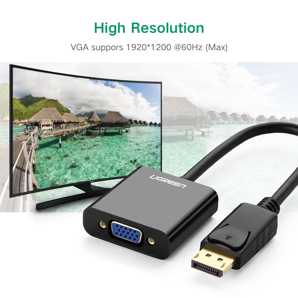 UGREEN DisplayPort DP Male to VGA Female Adapter 1080P 60Hz Gold-Plated ABS Casing Video Converter Cable 0.15M | 20415