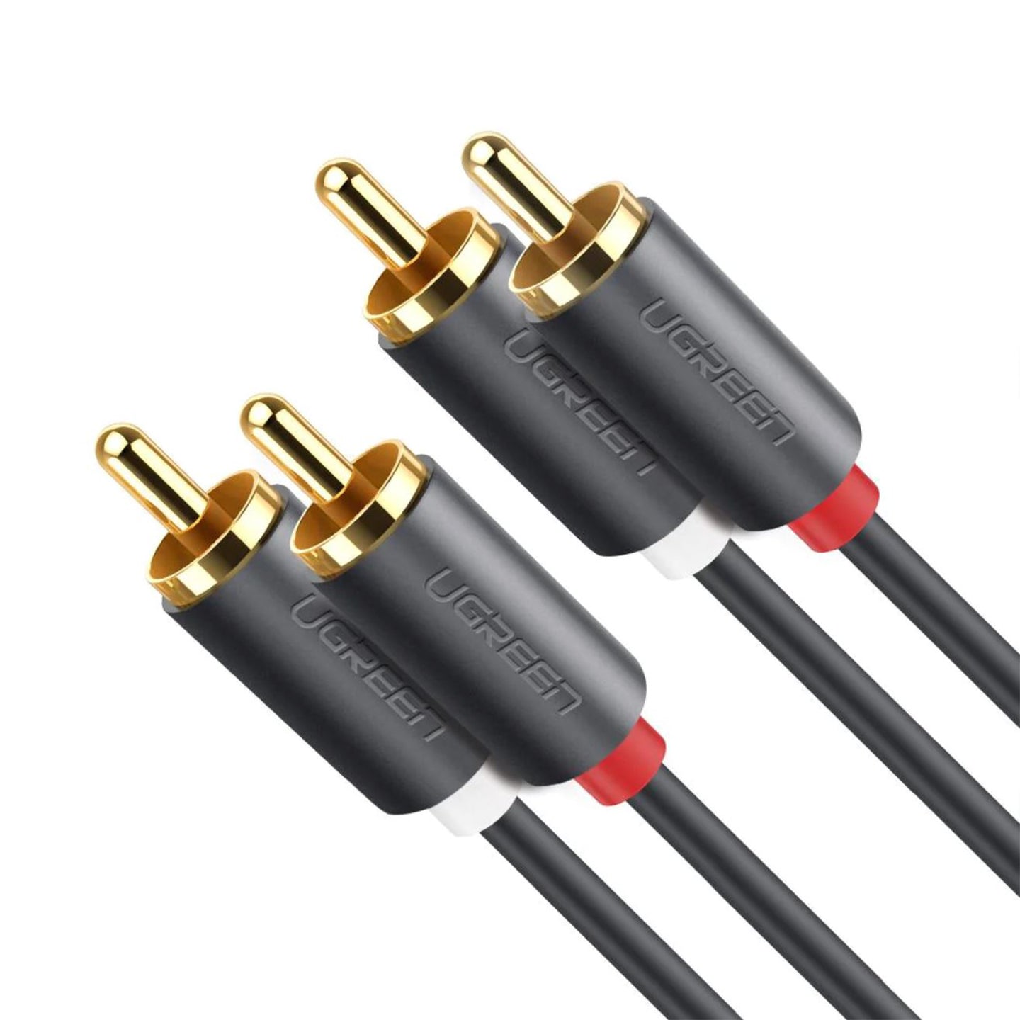 UGREEN 2 RCA Male to Male Stereo Audio Jack Gold-Plated Cable for Audio, Amplifier, TV, DVD Devices (1M, 1.5M 2M, 3M, 5M) - Black | 30747 10517 10518 10519 10520