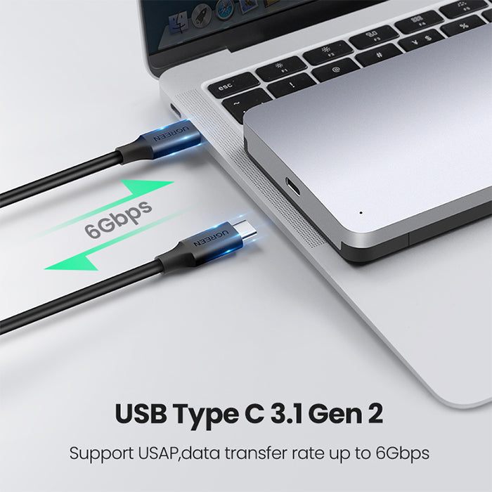 UGREEN 6TB USB 3.0 to C Cable 3.1 Gen 2 External Hard Drive Enclosure 2.5 Inches SATA III Aluminum Case with UASP Support, 6Gbps Transfer Speed for PC, TV, PS4, Router