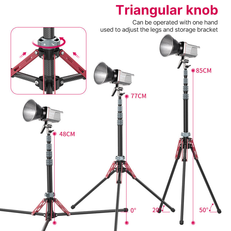 Ulanzi MT-49 Carbon Fiber Portable Camera Tripod / Light Stand with 194cm Max Height, Mid-Axis Detachable Monopod for Professional Photography