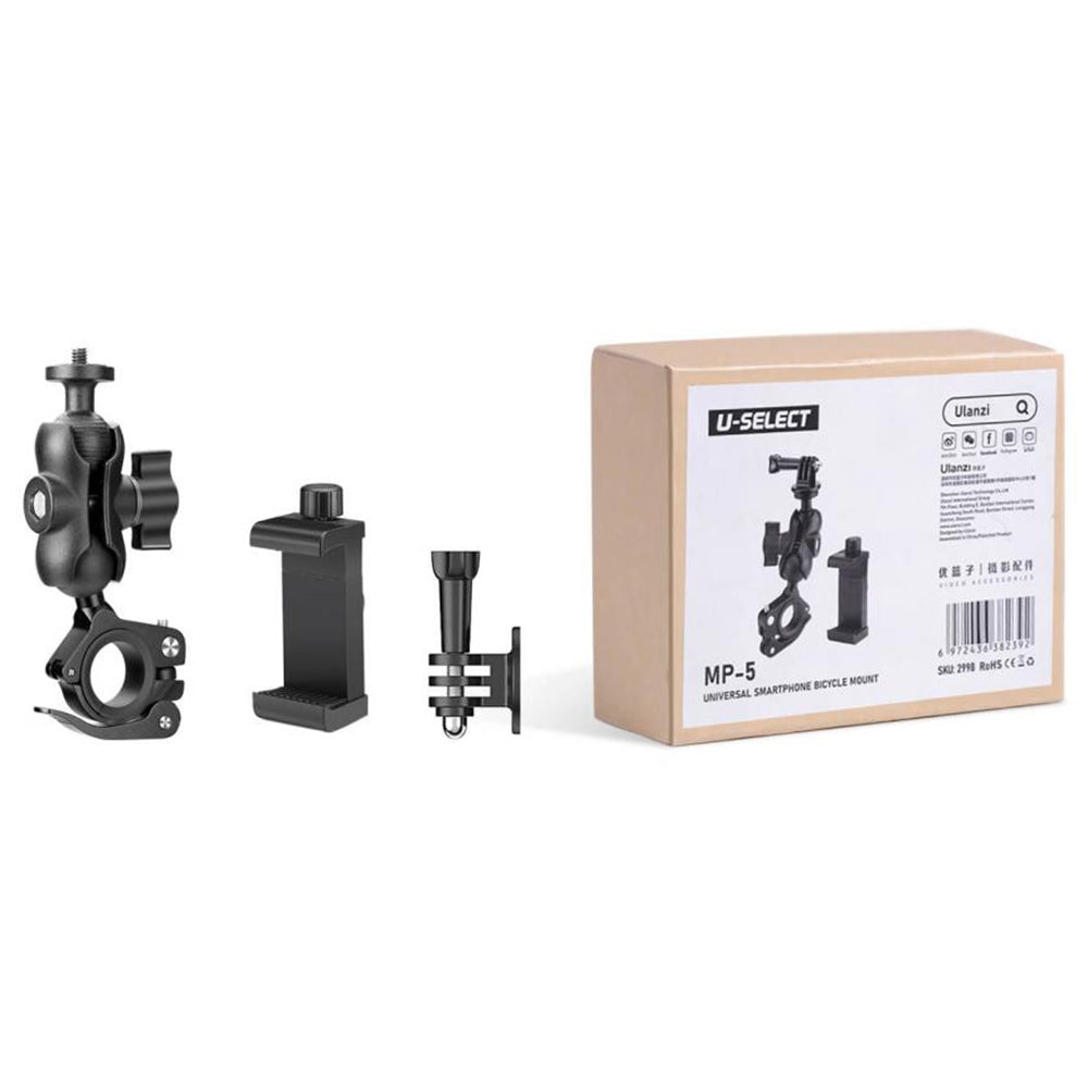 U-Select by Ulanzi MP-5 Universal Smartphone Bicycle Handlebar Mount with Phone Holder, Firm C-Clamp and 360 Degree Rotatable | 2998