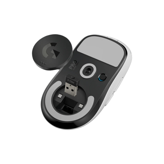 Logitech G Pro X Superlight Wireless Gaming Mouse, HERO 25k Sensor 25,600 DPI 5 Programmable Buttons and Long Battery Life (Black, White)