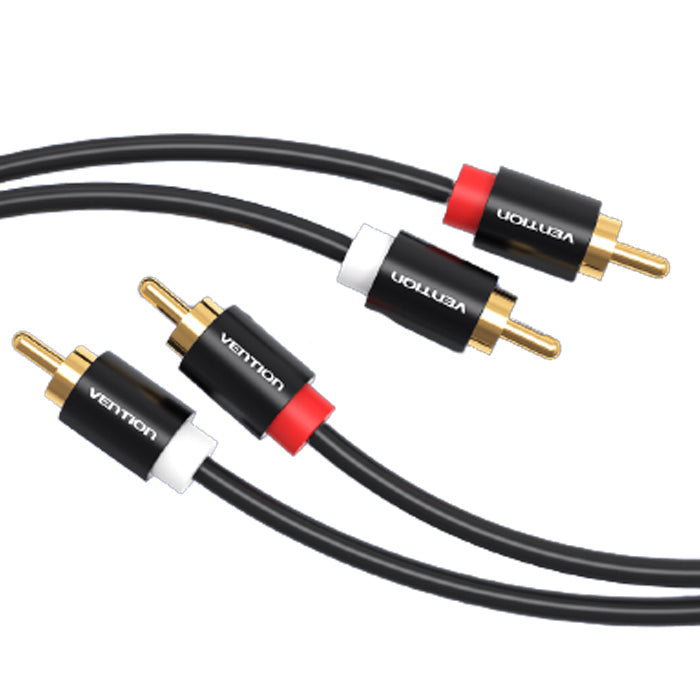 Vention Dual RCA Male to Male 2-Meters Gold Plated Audio Cable (VAB-R06) for PC, TV, Monitors, Projectors