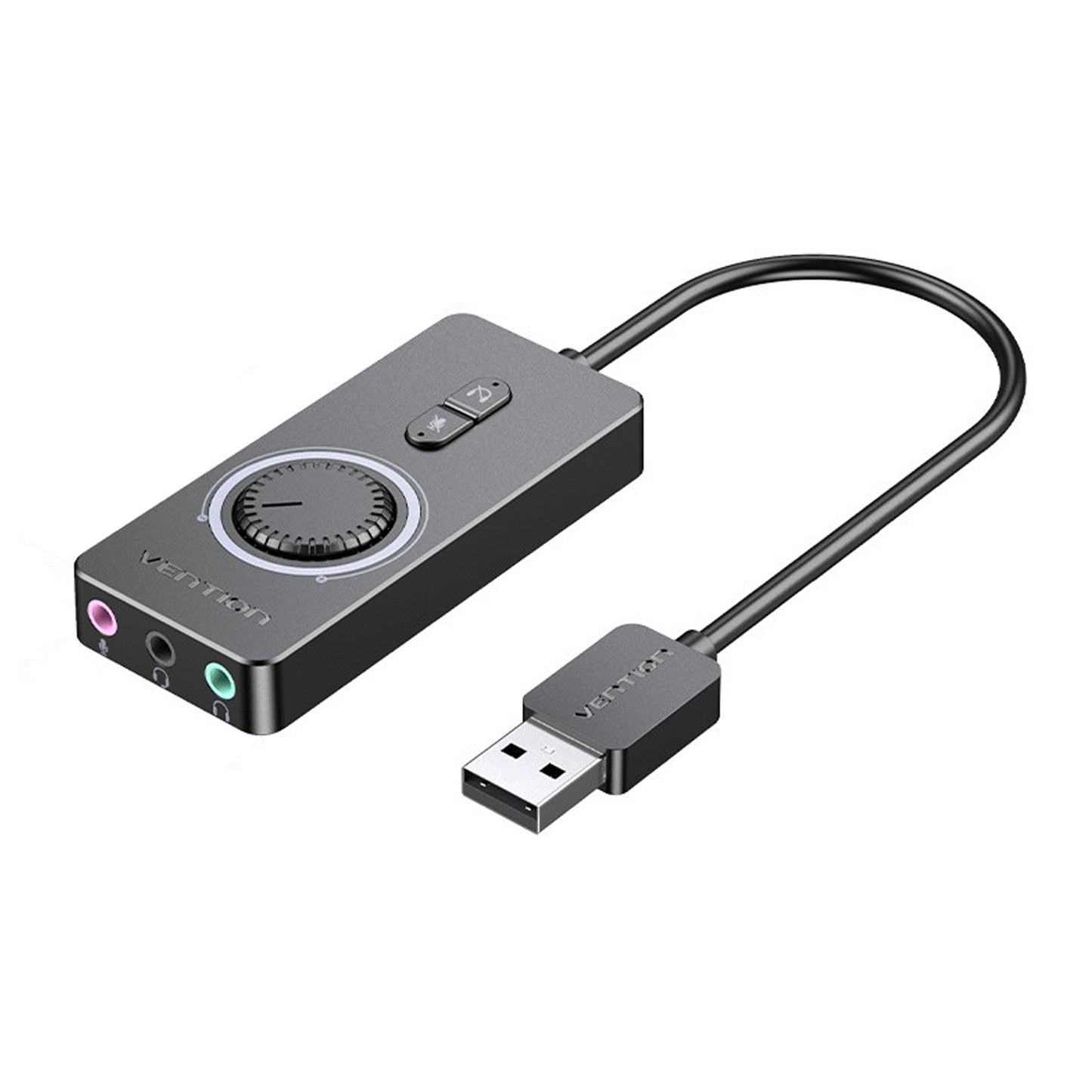 Vention USB 2.0 External Stereo 1-Meters Sound Adapter Card (CDRBB) with Volume Control and LED Indicator for PC, Laptops, Earphones, Speakers, Playstation