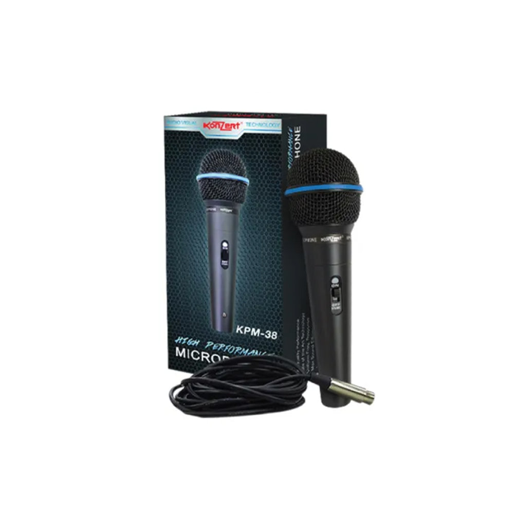 Konzert KPM-38 Dynamic Capsule Cardioid High Performance Wired Microphone with 6-Meter PL Jack Cable with Max Sound Efficiency and Uniform Frequency Response