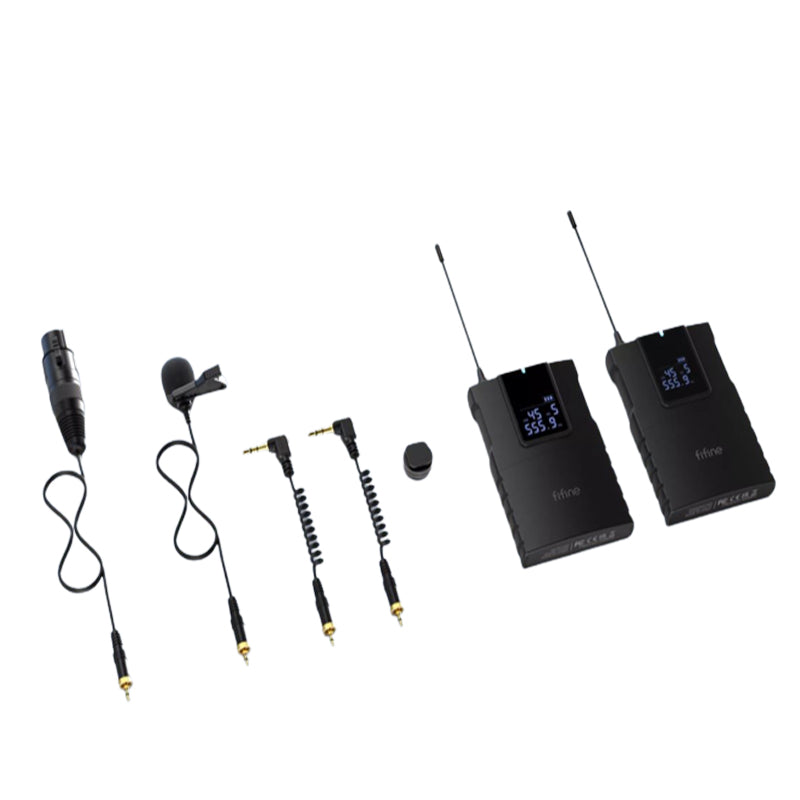 Fifine C8 Professional Wireless Lavalier Omnidirectional Lapel Microphone Cardiod with 50M Transmission Range for Podcasting, Videography, Vlog and Recording
