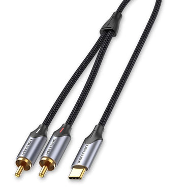 Vention USB-C Male to 2-Male RCA Cable Type-C Audio Cord (BGUH) for Computer, Smartphone, Stereos (2M)