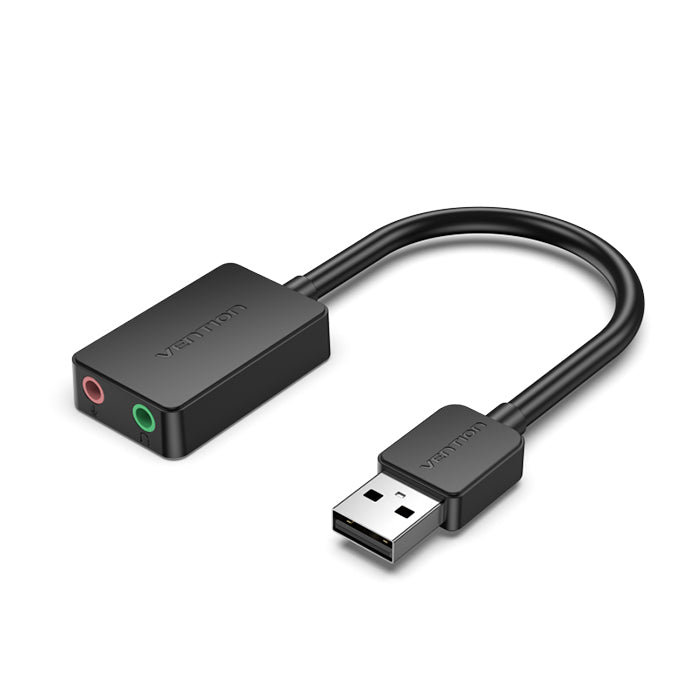 Vention 1m 0.15m USB 2.0 External Sound Card to Dual 3.5mm Female AUX Audio Adapter Port for Earphones and Microphone | CDYB0, CDYBF