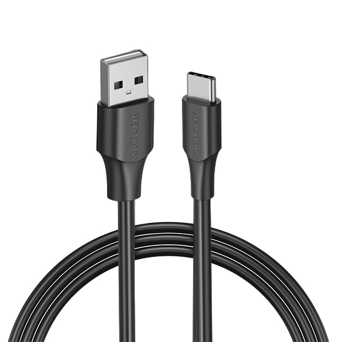Vention USB 2.0 A Male to Type-C 3A Male Nickel-Plated Data Charging Cable with 480Mbps Transfer Speed (Black) (3M) | CTH